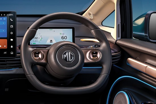 MG Windsor EV — Digital instrument cluster with multi-function steering
