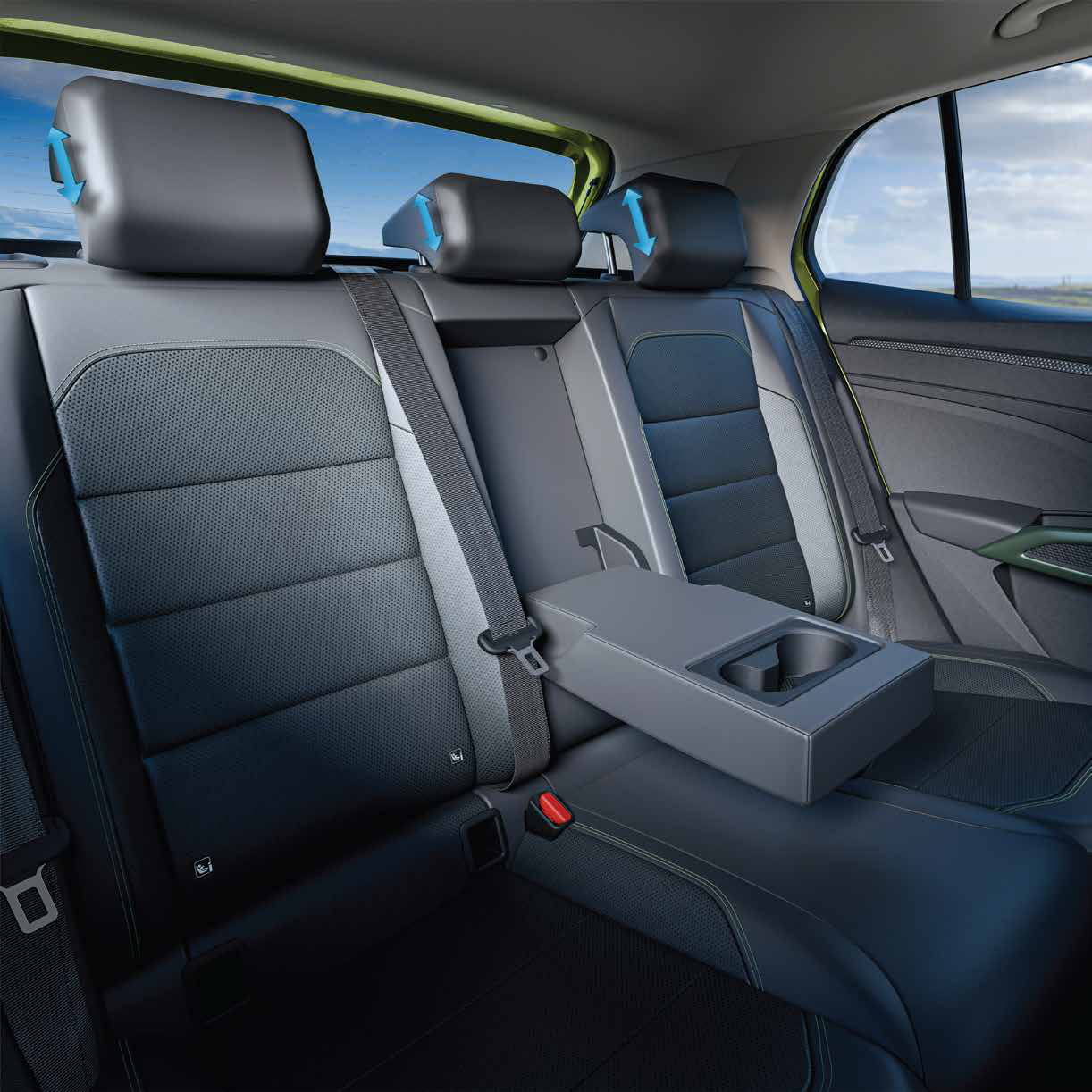 Skoda Kylaq — Rear seat with adjustable headrests and fold-down centre armrest