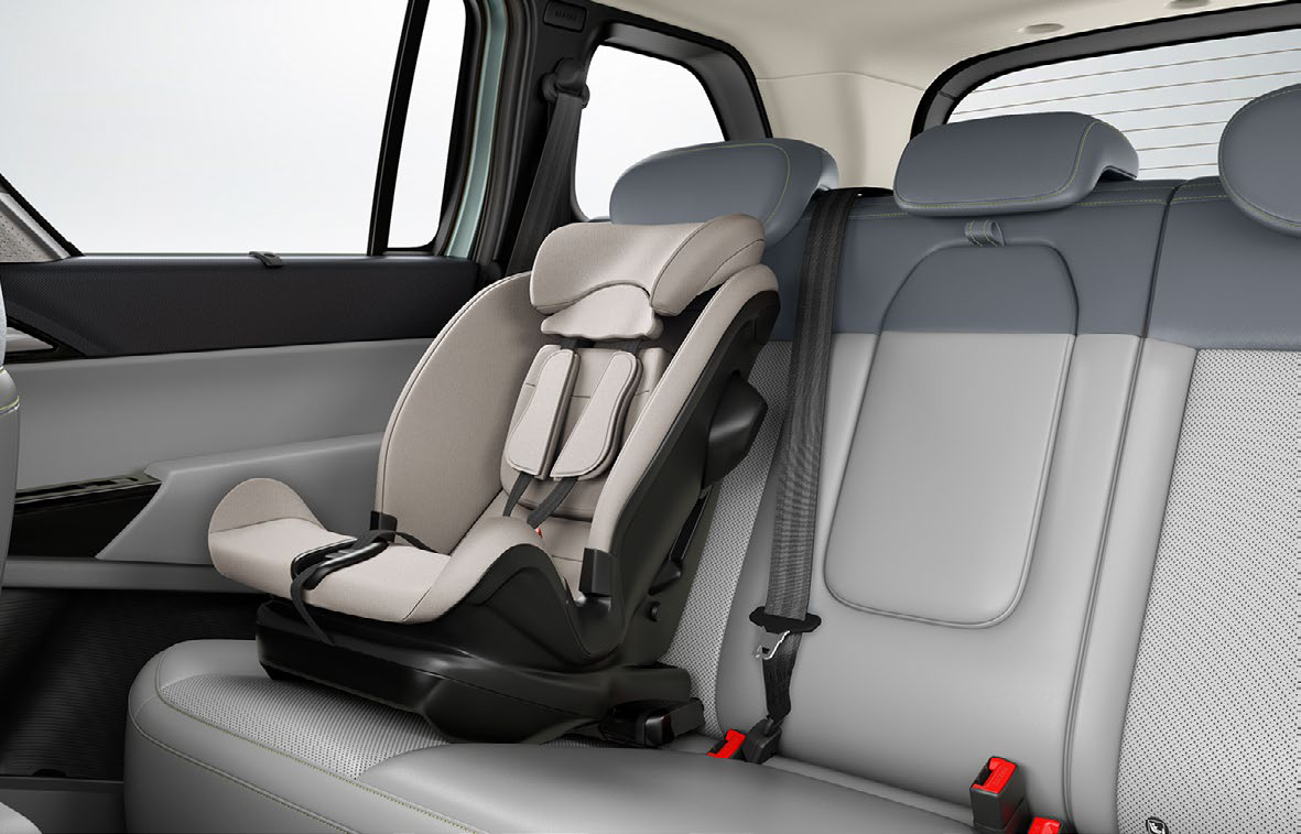 Tata Sierra EV — ISOFIX child-seat anchors on the rear bench for click-and-lock child seat installation