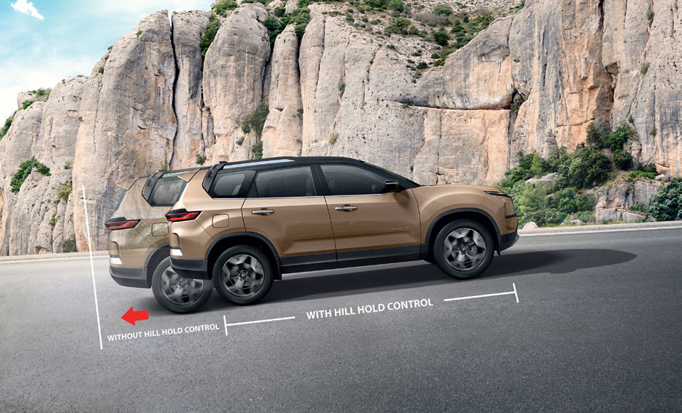 Tata Safari — Hill hold control prevents rollback when starting on an incline