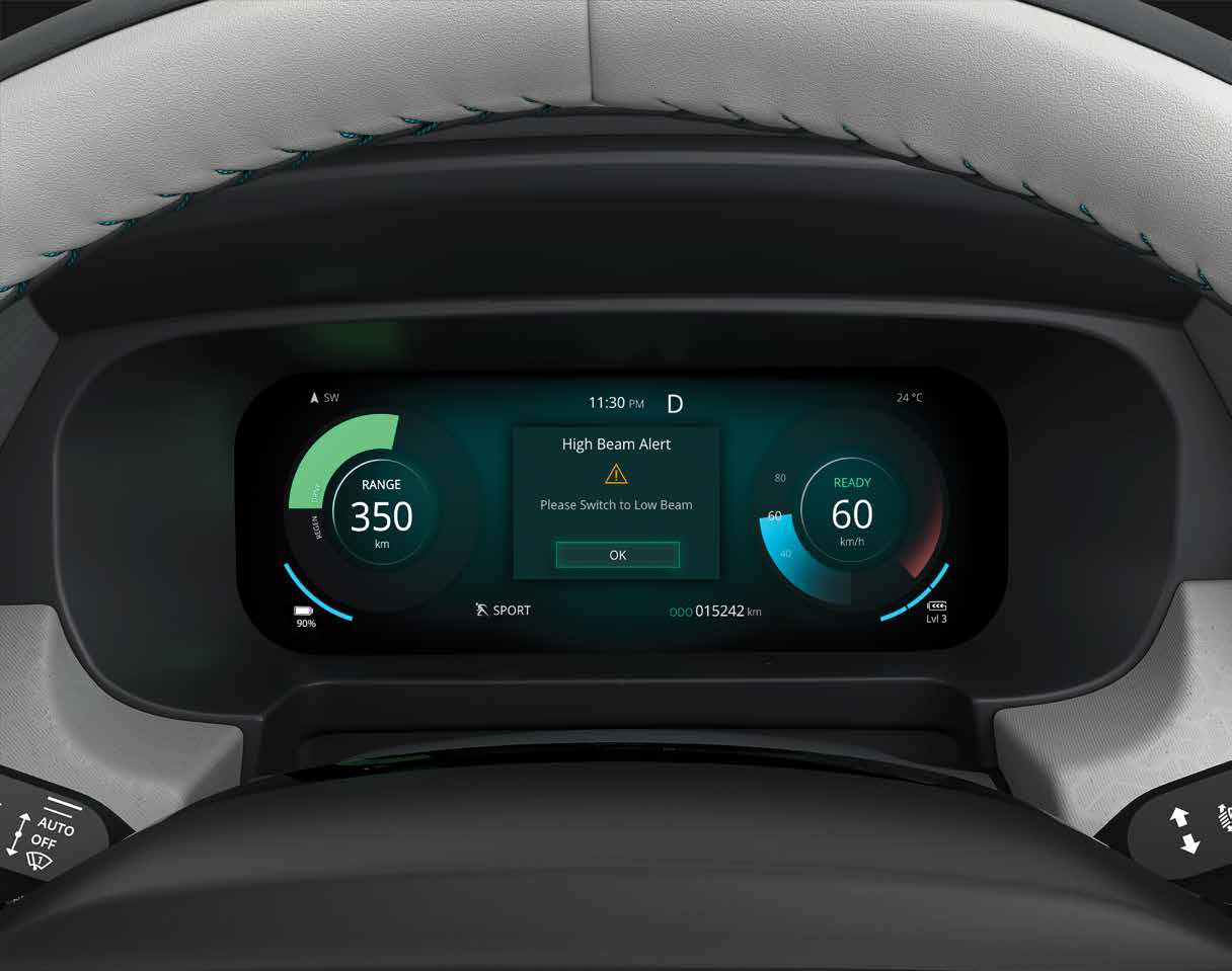 Tata Punch EV — i-High Beam Alert notifies you when high beam stays on beyond 1 minute at 5–40 km/h