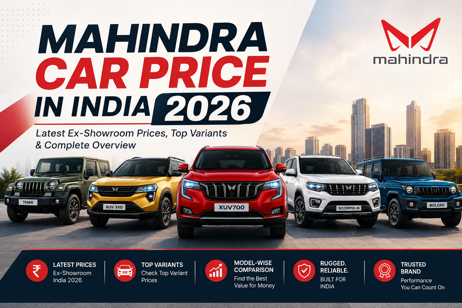 Mahindra Car Price in India 2026: Full List on mywheelsexpert.