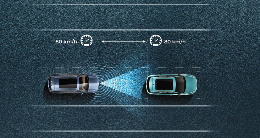 MG Hector Plus — Adaptive Cruise Control maintaining a set following gap