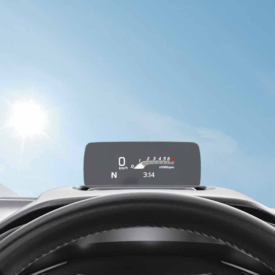 Maruti Suzuki Grand Vitara — Head-up display projecting speed, gear and engine rpm.