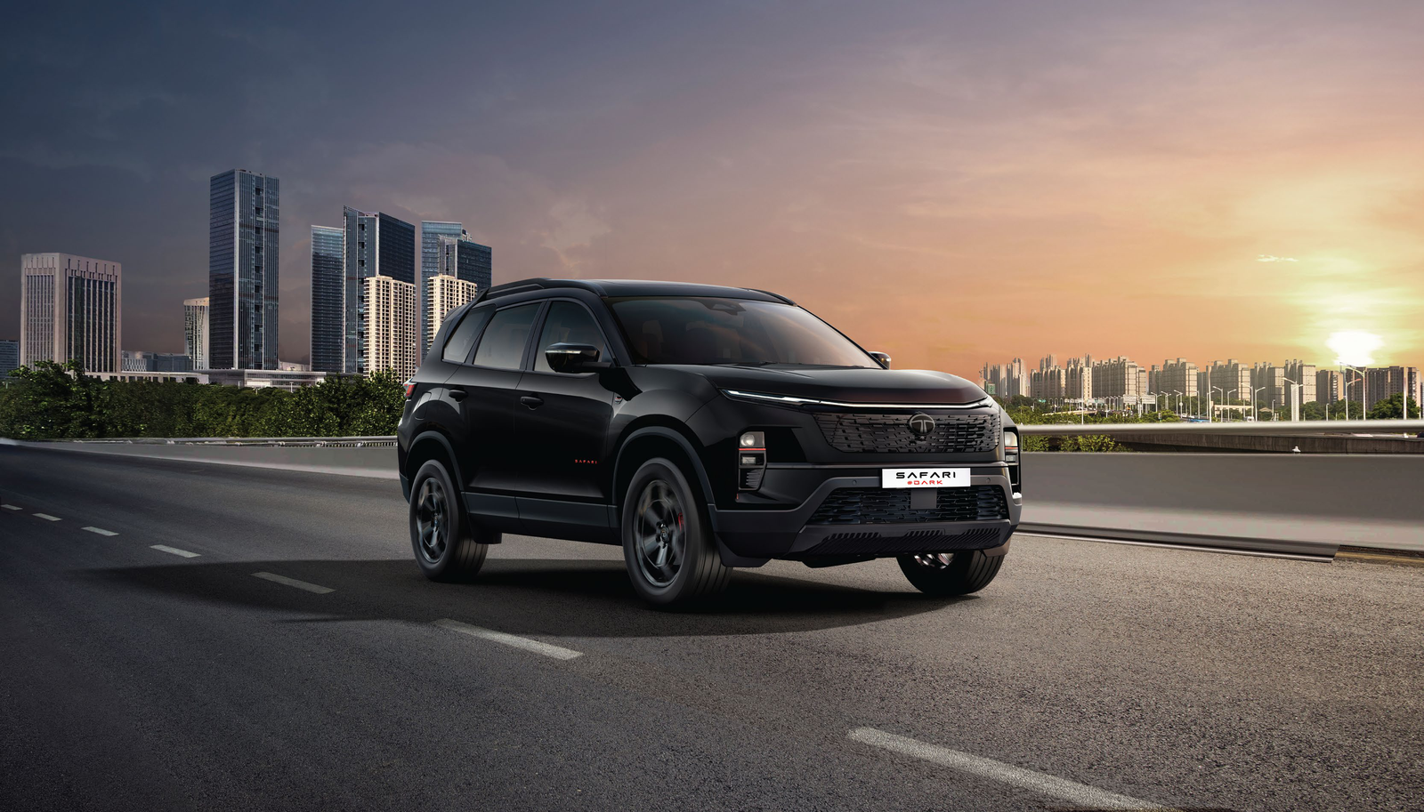 Tata Safari — Safari #DARK edition with all-black exterior, blacked-out grille and dark alloy wheels