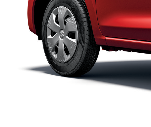 Maruti Suzuki Alto K10 — 145/80 R13 tyre with honeycomb-pattern wheel cover