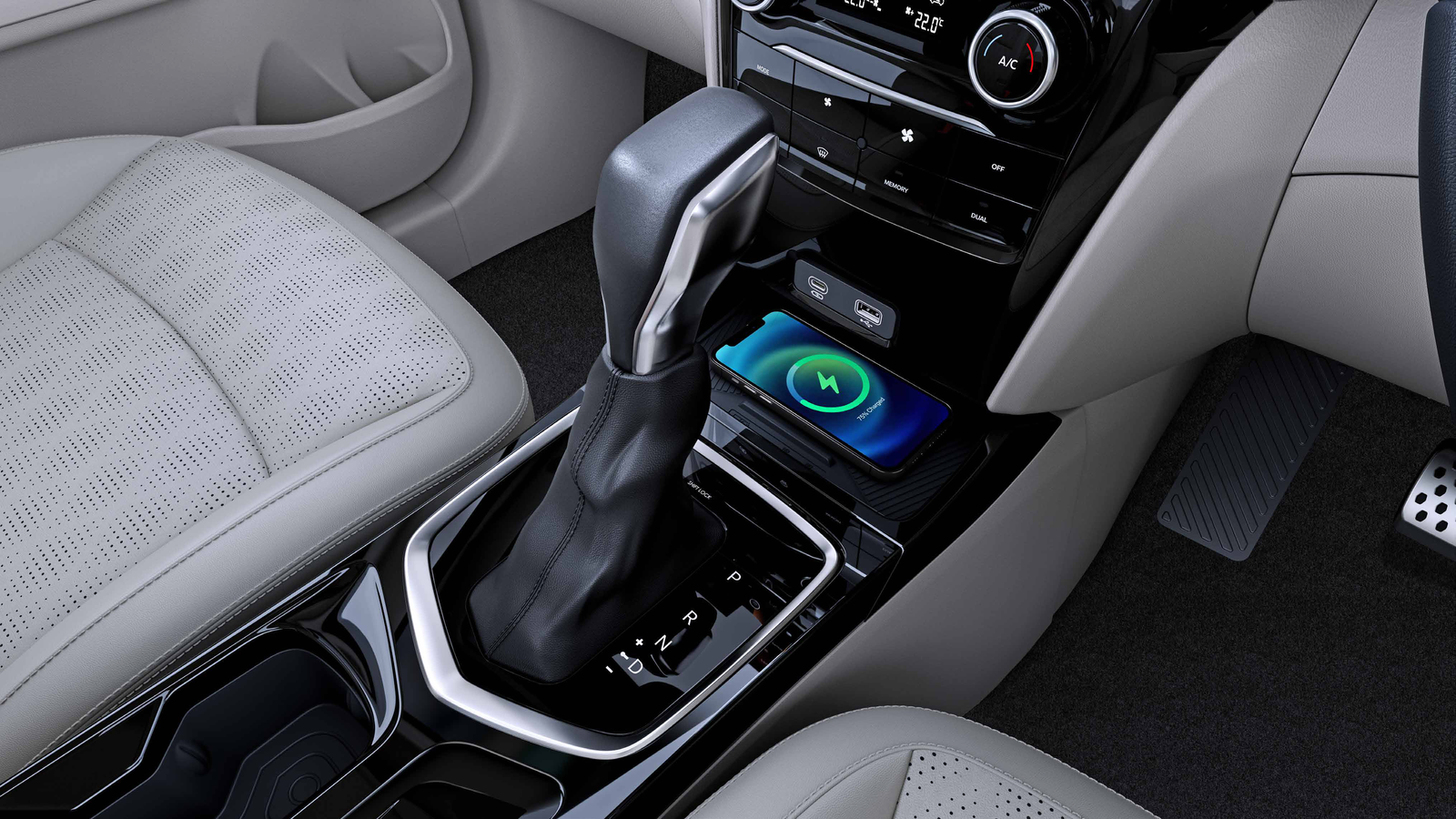 Mahindra XUV 3XO — Wireless charger with 65 W USB-C fast charging