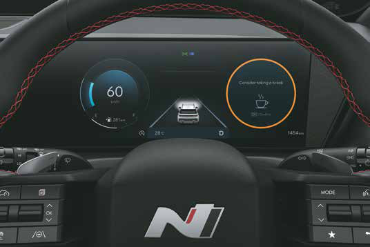 Hyundai Venue N Line — Driver Attention Warning (DAW) on the 12.3-inch digital cluster