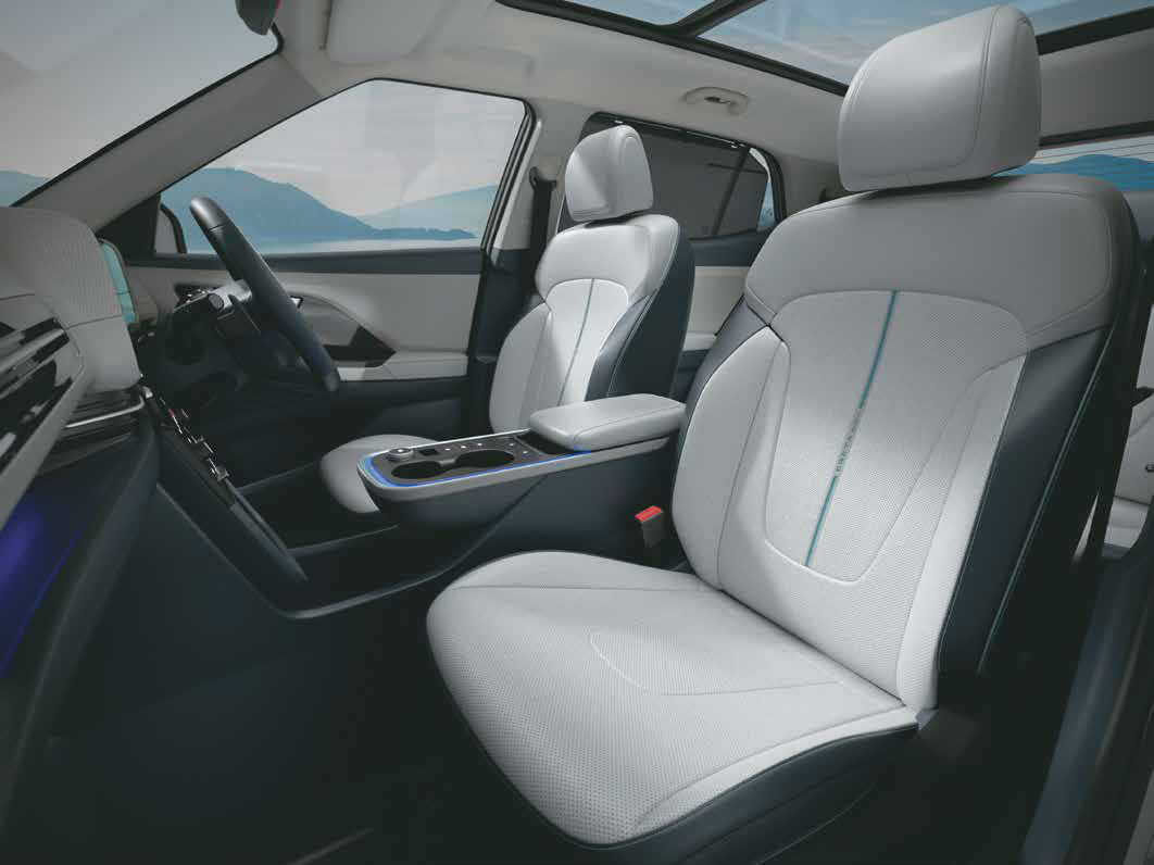 Hyundai Creta Electric — Eco-friendly seat upholstery with CRETA Electric branding