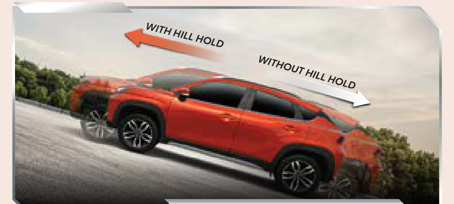Toyota Urban Cruiser Taisor — Hill hold assist demonstrated on an incline