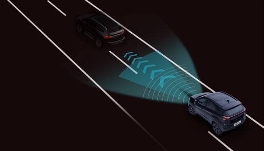 Tata Nexon — Front Collision Warning - keeps an eye on vehicles ahead and alerts on potential collision