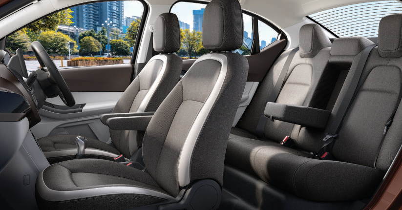 Tata Tigor — Opulent fabric seats with front armrest and adjustable front headrests
