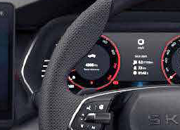 Skoda Octavia RS — 26.03 cm Virtual Cockpit digital instrument cluster with RS graphics.