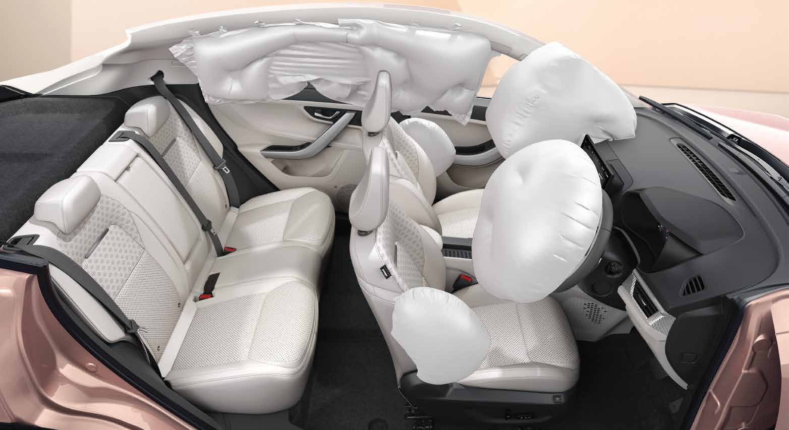 Tata Curvv — 6 airbags fitted as standard from the base trim; the Curvv holds a 5-star BNCAP safety rating.