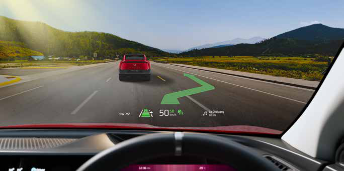 Mahindra XEV 9e — VisionX augmented-reality head-up display