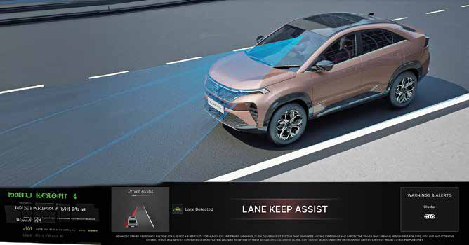 Tata Curvv — Lane Keep Assist automatically ensures the car remains on course in its lane.