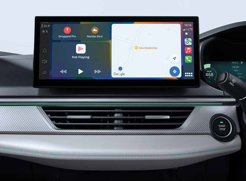 Tata Curvv EV — Wireless Android Auto and Apple CarPlay on the 31.24 cm HARMAN touchscreen