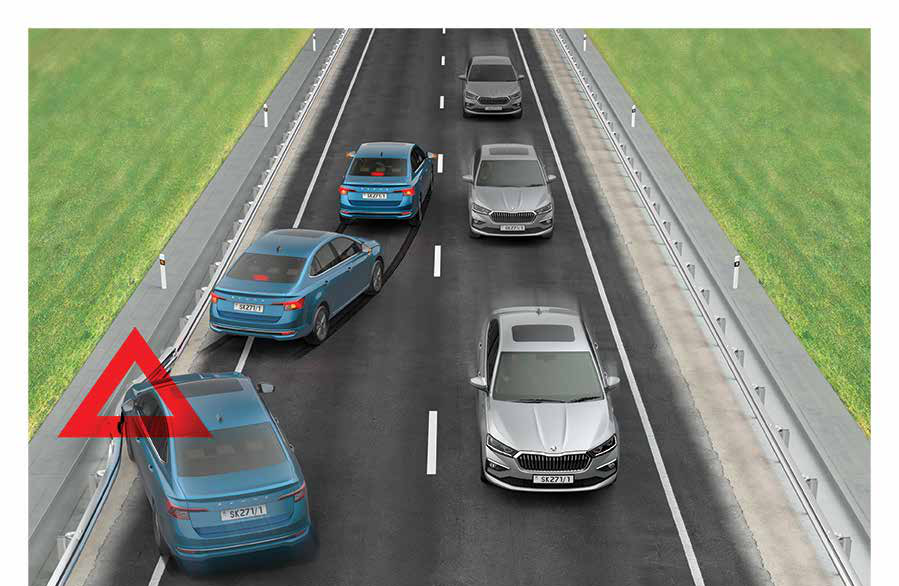 Skoda Slavia — Multi-collision Brake automatically slows the car after an initial impact.
