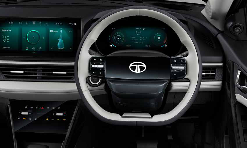 Tata Nexon EV — 2-spoke back-lit smart digital steering wheel with illuminated logo