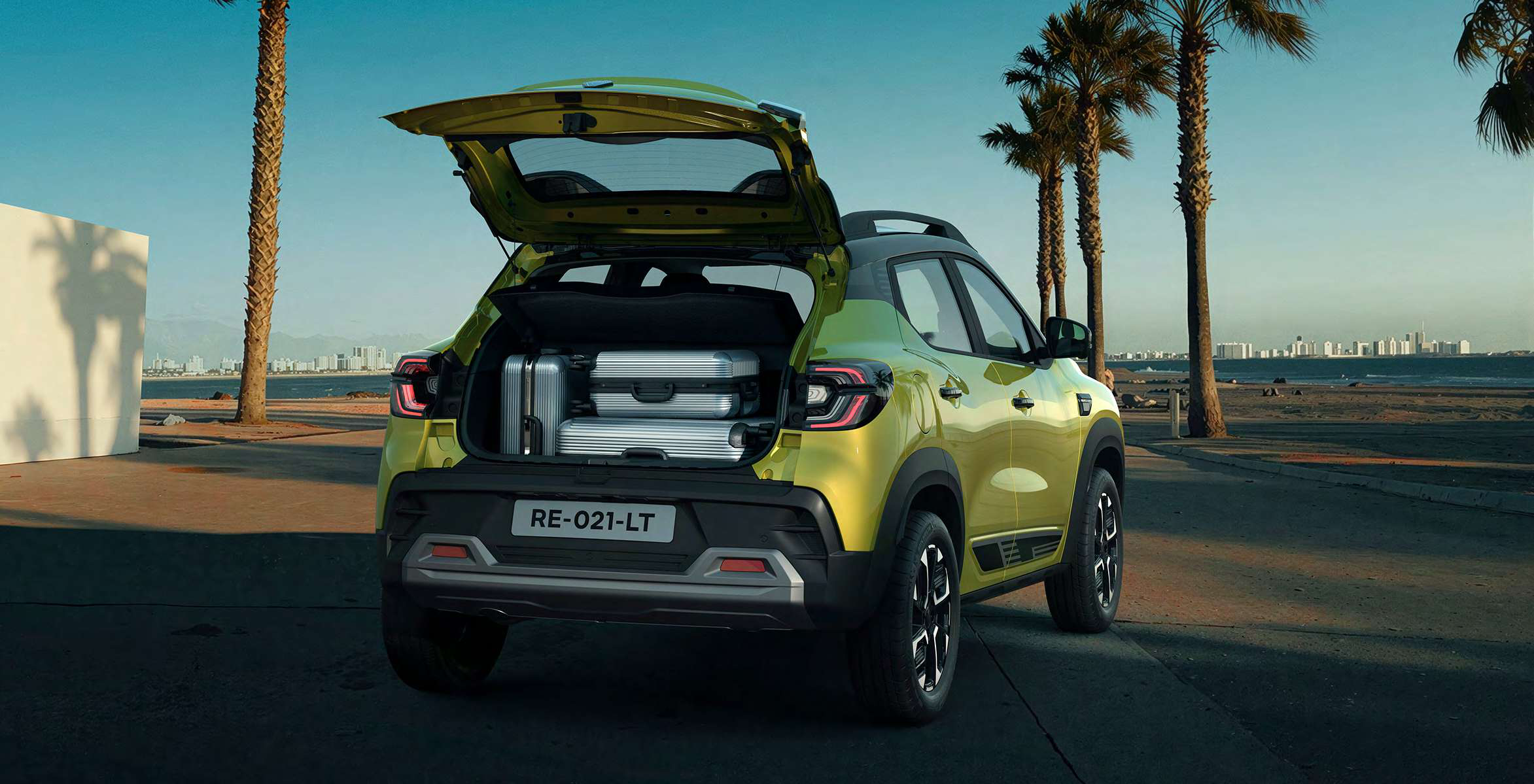 Renault Kiger — 405-litre boot with a wide tailgate opening, easily swallowing multiple large suitcases.