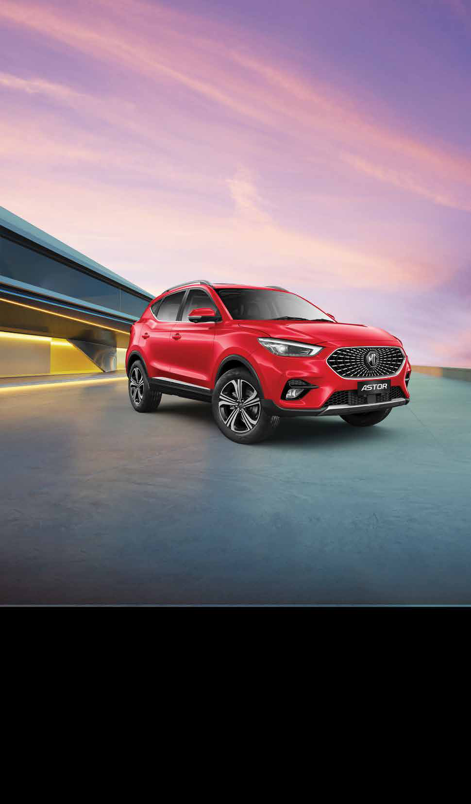 MG Astor — Bold celestial grille with full-LED Hawkeye headlamps and chrome highlight.
