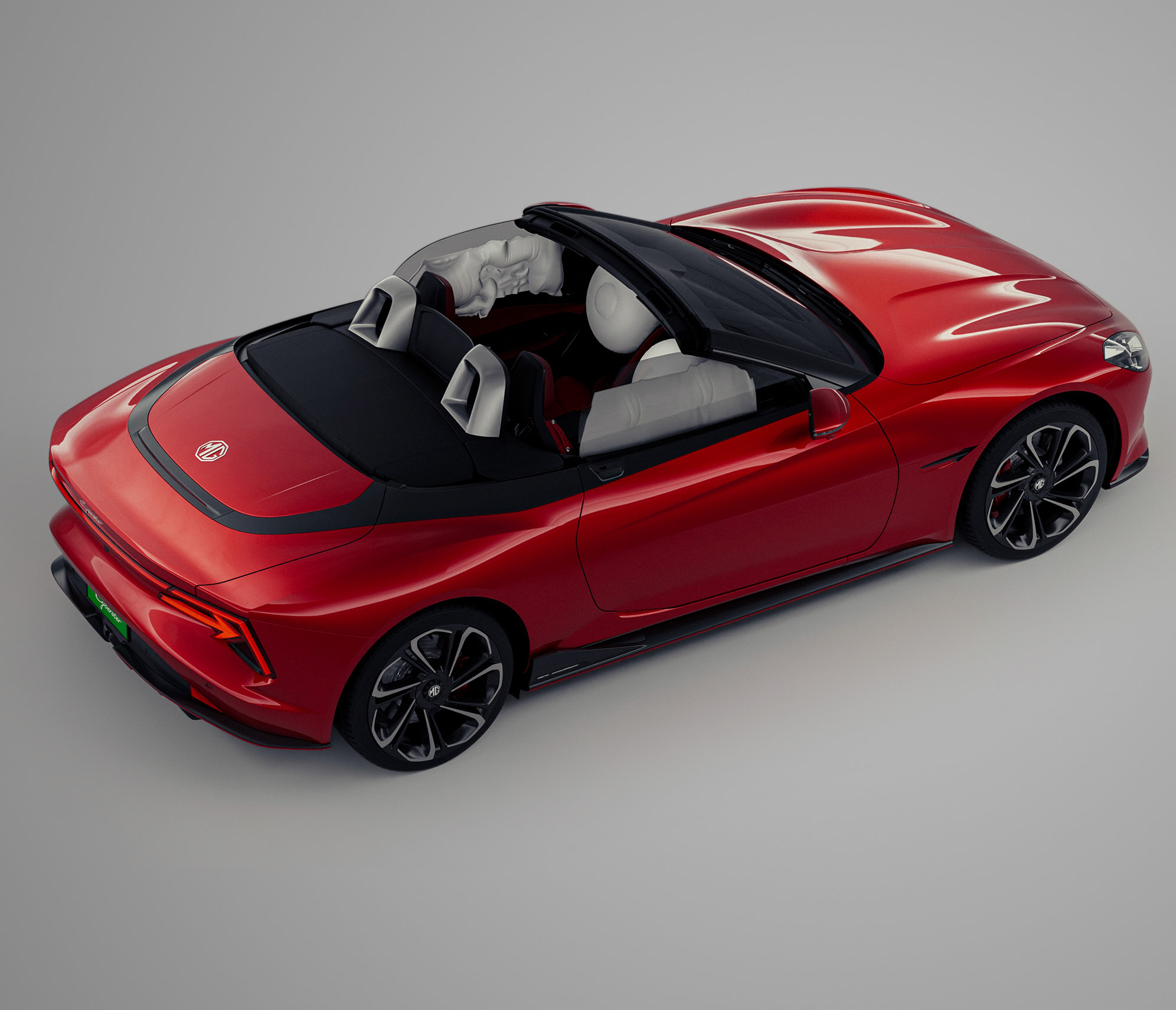 MG Cyberster — Four airbags including dual front and side combination airbags shown deployed