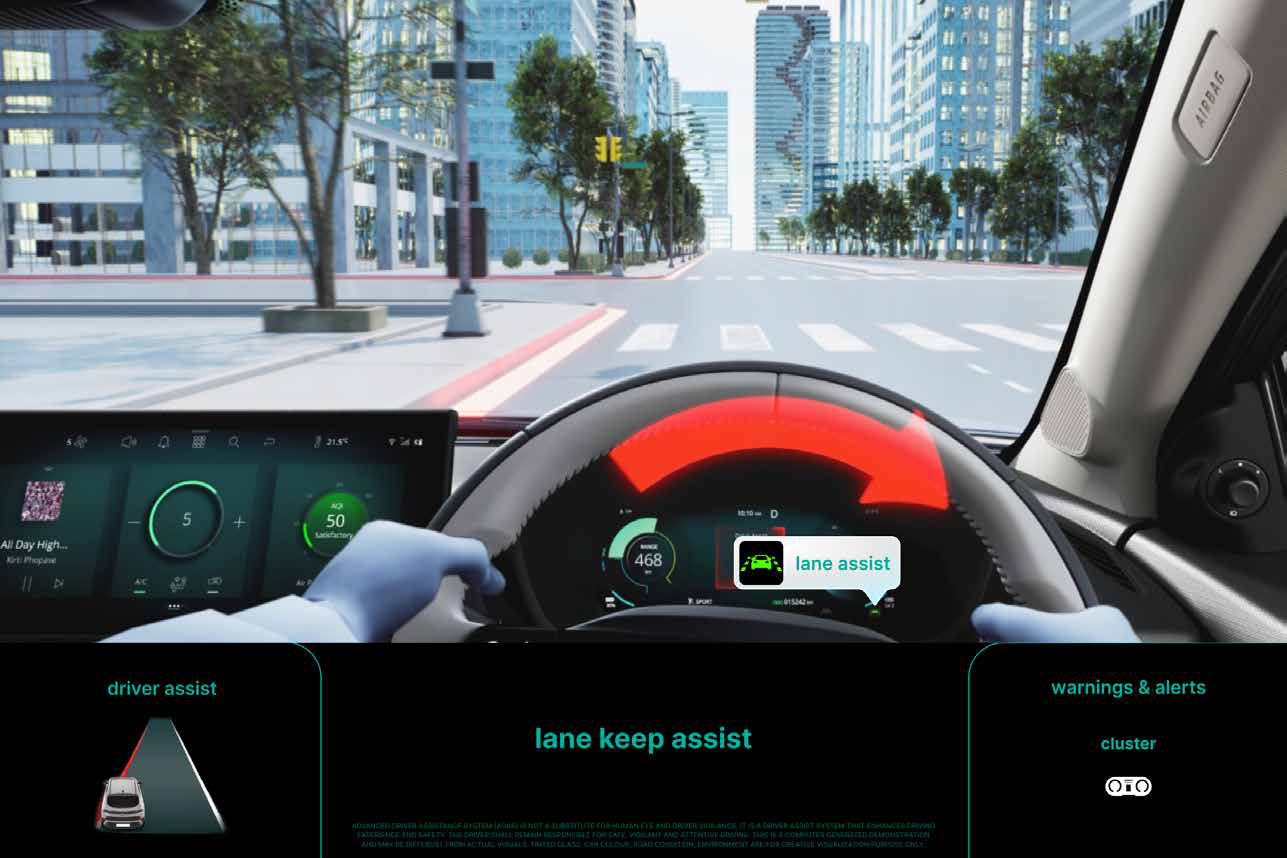 Tata Curvv EV — Lane Keep Assist gently steers the car back on course