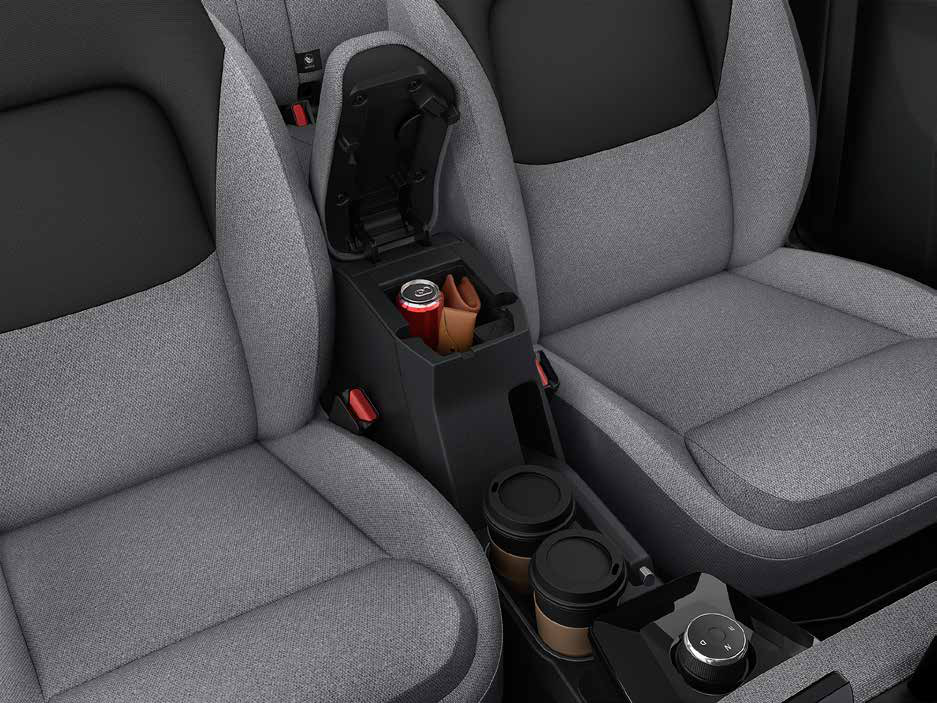 Tata Tiago — Fabric-touch front armrest rests your arm in comfort and neatly stores your essentials