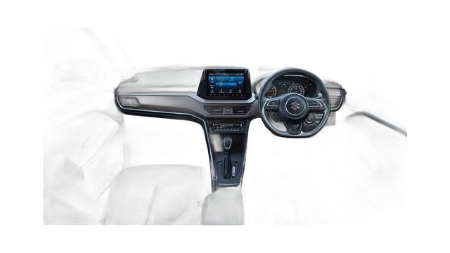 # Dashboard and steering wheel of a compact SUV interior