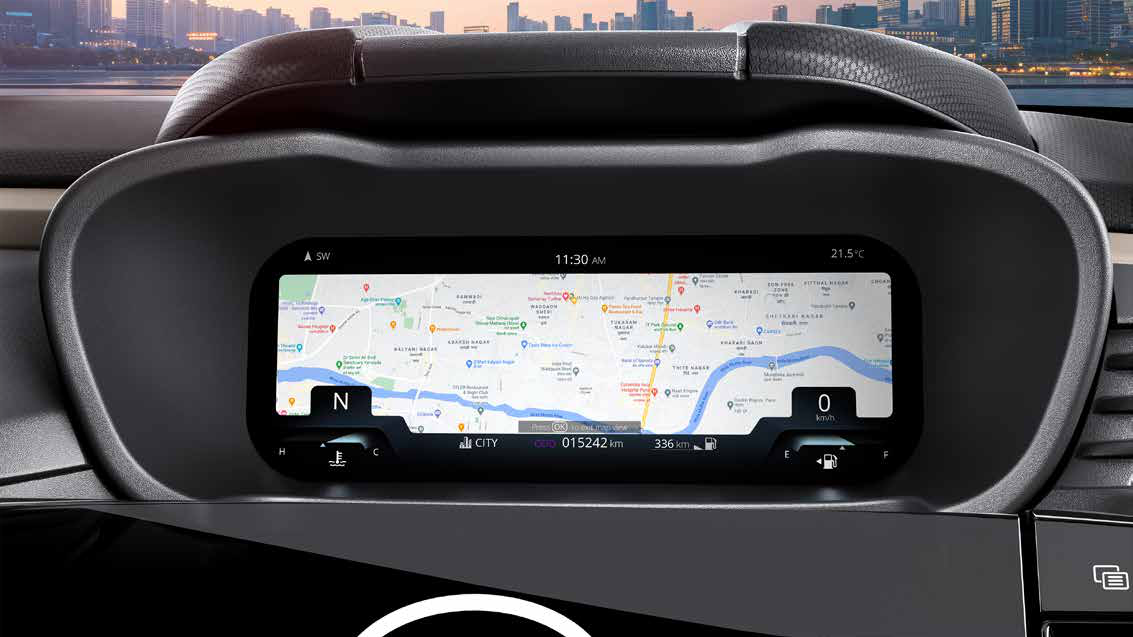 Tata Altroz — Cluster Map View puts full-width real-time navigation inside the 26.03 cm digital instrument cluster