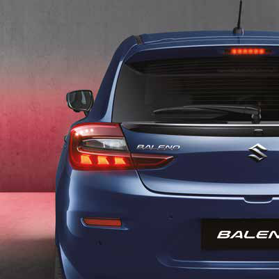 Maruti Suzuki Baleno — LED signature tail lamp with high-mounted stop lamp and rear spoiler.