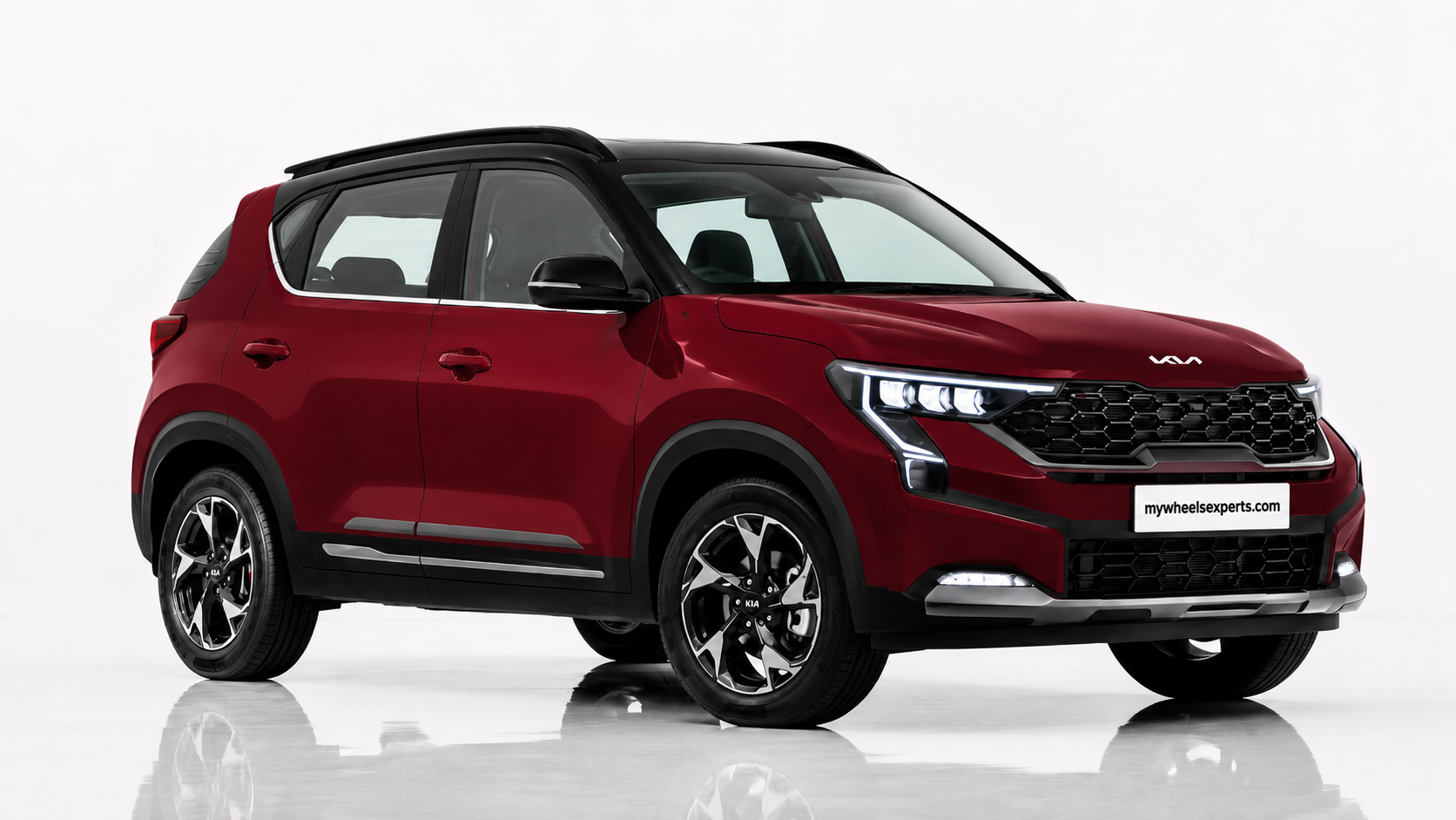 Kia Sonet in Magma Red with Aurora Black Pearl
