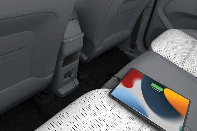 Tata Punch EV — Rear USB Type-C 15W fast-charging port keeps rear passengers powered on every trip