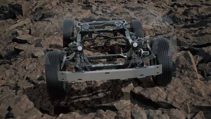 Toyota Land Cruiser — GA-F ladder-frame chassis over rocky terrain