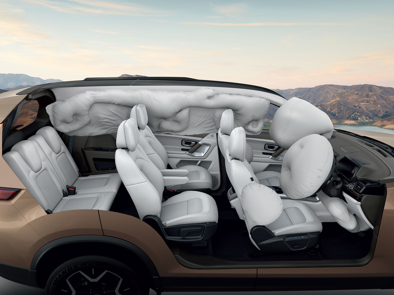 Tata Safari — 7 airbags including driver knee airbag, with side and curtain airbags