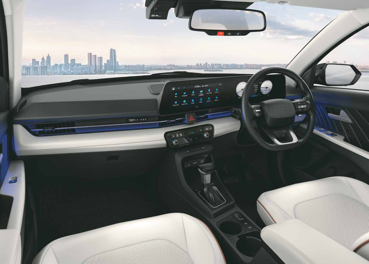 Hyundai Verna — Dual-tone beige & black interiors with ambient lighting