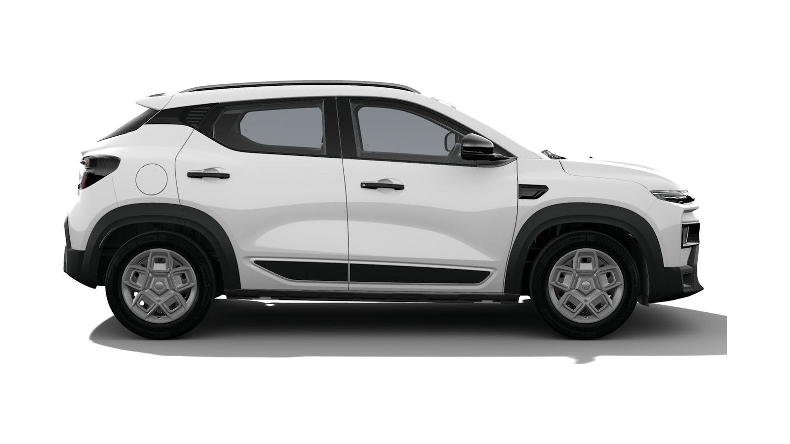 White compact SUV shown in profile view against white background.