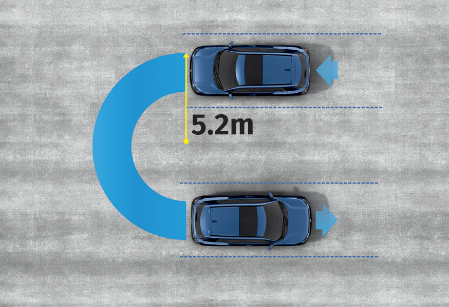 Maruti Suzuki e Vitara — Compact 5.2 m minimum turning radius for tight U-turns and city manoeuvres.