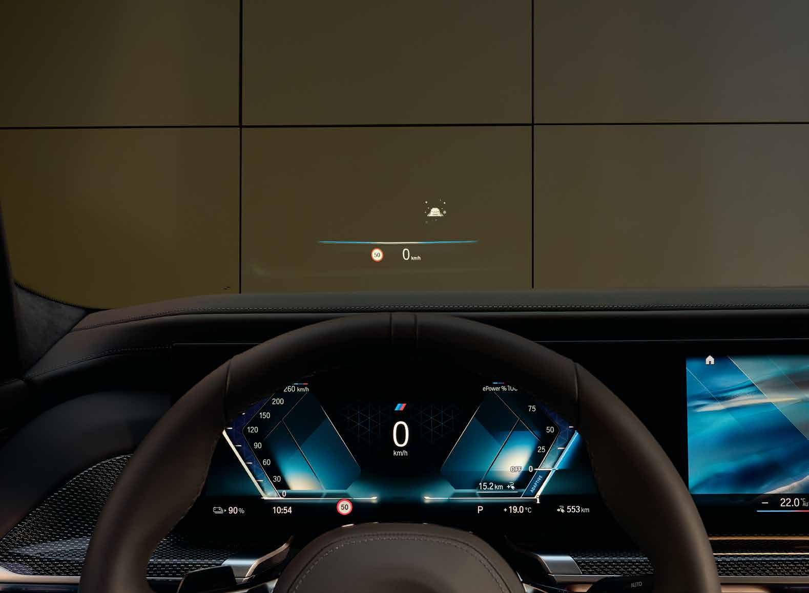 BMW X3 — BMW Head-Up Display projecting speed and navigation onto the windscreen