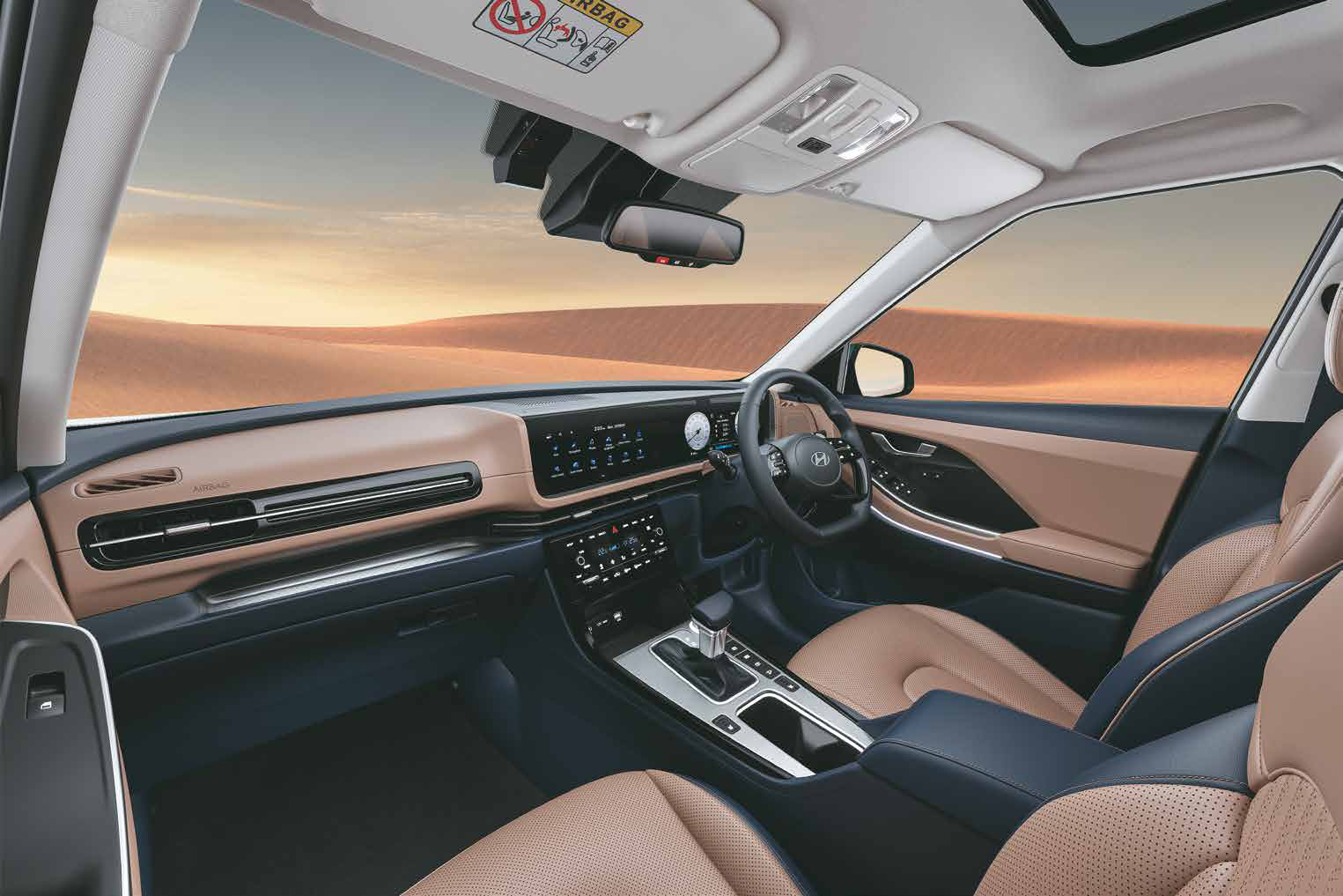 Hyundai Alcazar — Dual tone noble brown and haze navy interiors