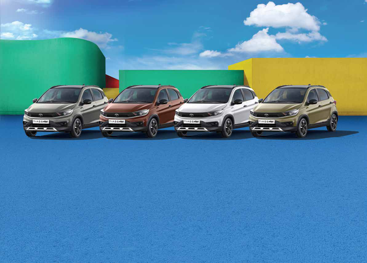 Tata Tiago NRG — Tiago NRG colour range: Daytona Grey, Supernova Copper, Polar White and Grassland Beige