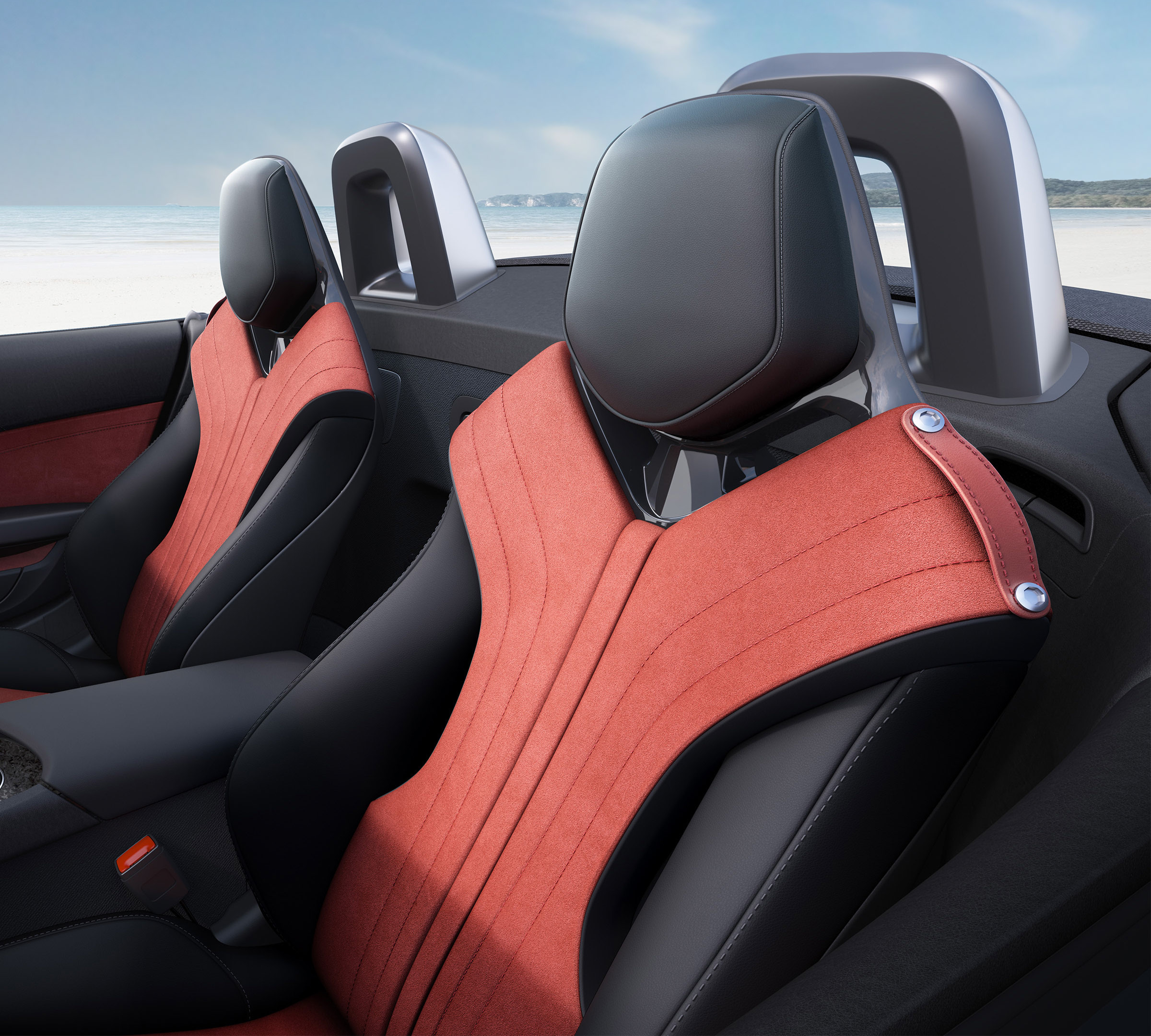 MG Cyberster — Sport bucket seats in upcycled suede and leather