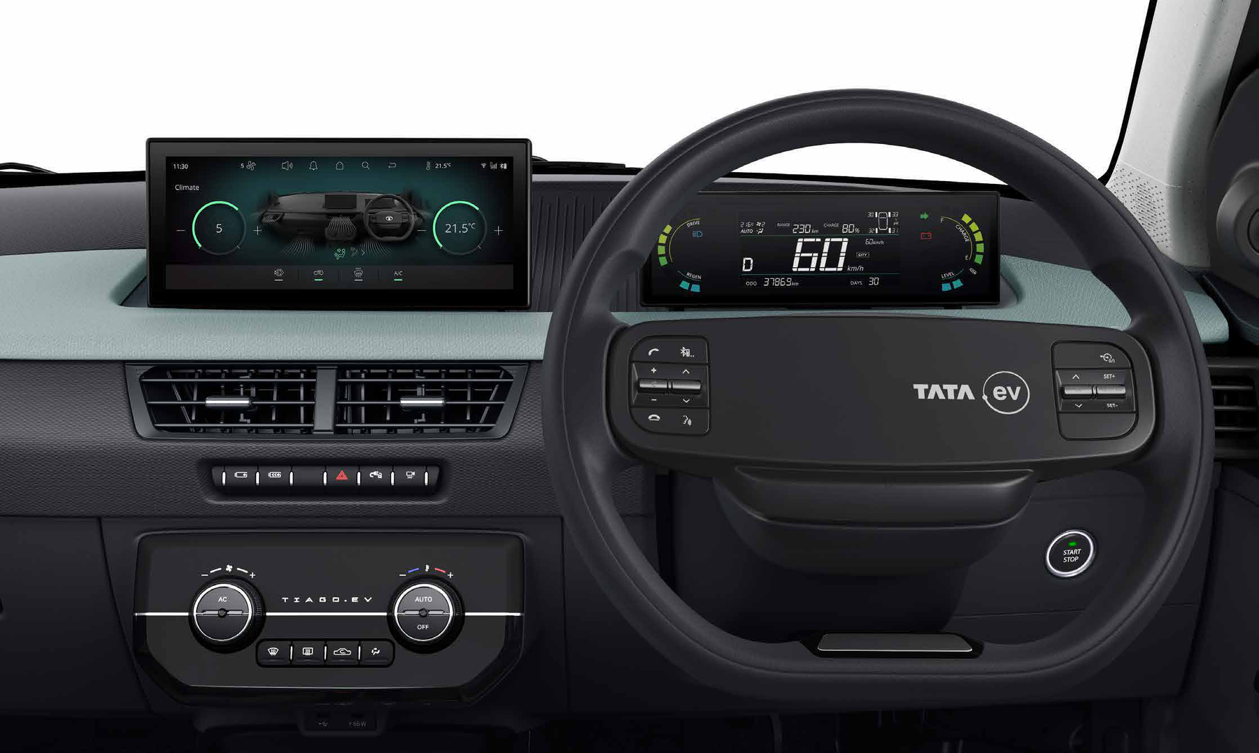 Tata Tiago EV — Fully automatic temperature control with a dedicated climate screen