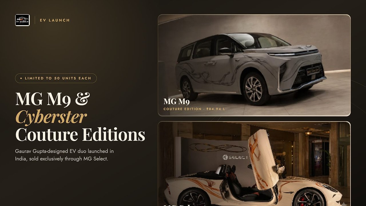 MG M9 and Cyberster Couture Editions launched at ₹84.94L and ₹87.49L, only 50 each