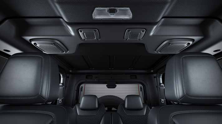 Mahindra Thar — Roof-mounted speakers built into the headliner