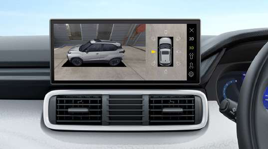 Tata Punch — 360° SVS HD camera with Blind View Monitor — 2D/3D surround view on the touchscreen