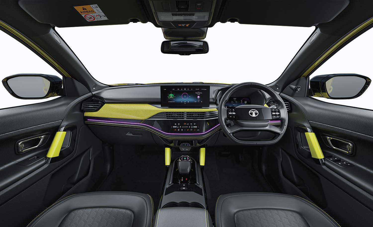 Tata Harrier — Themed dashboard with mood lighting and new-gen central control panel