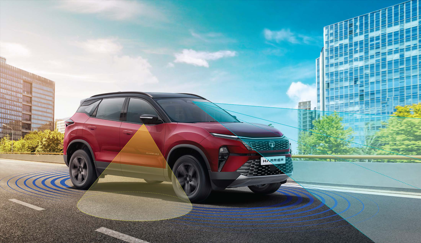Tata Harrier — ADAS Level 2+ with camera and radar-based front, side and rear coverage