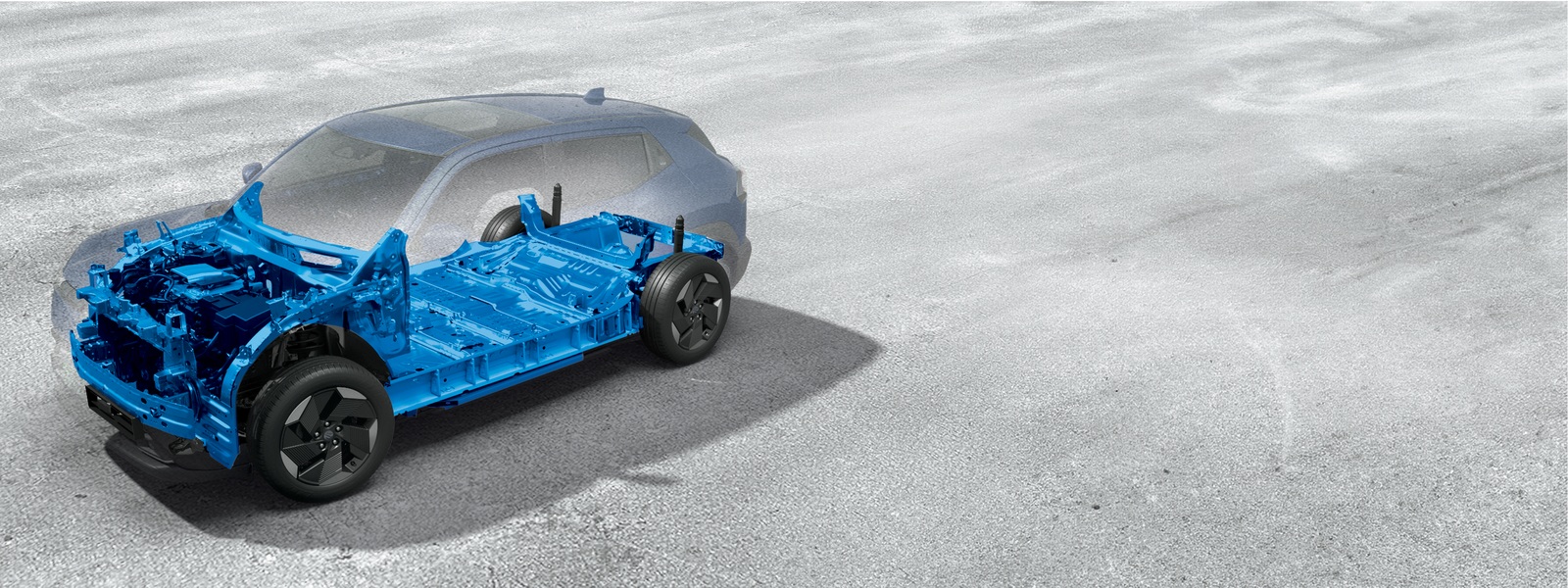 Maruti Suzuki e Vitara — High-strength body structure with a reinforced safety cage highlighted around the cabin and battery floor.