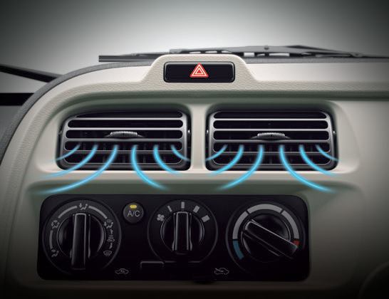 Maruti Suzuki Eeco — Air conditioner with heater and manual rotary climate controls.